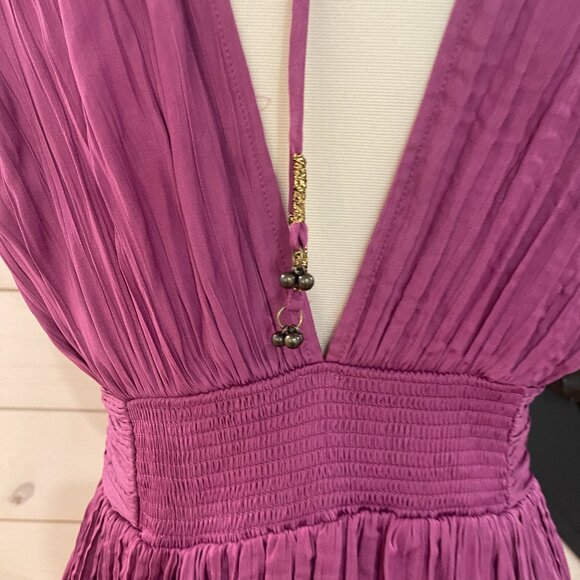 037 Free People | Bonny Drapey Pleated Mini Dress Summer Bloom NWT Size XS - Picture 9 of 12